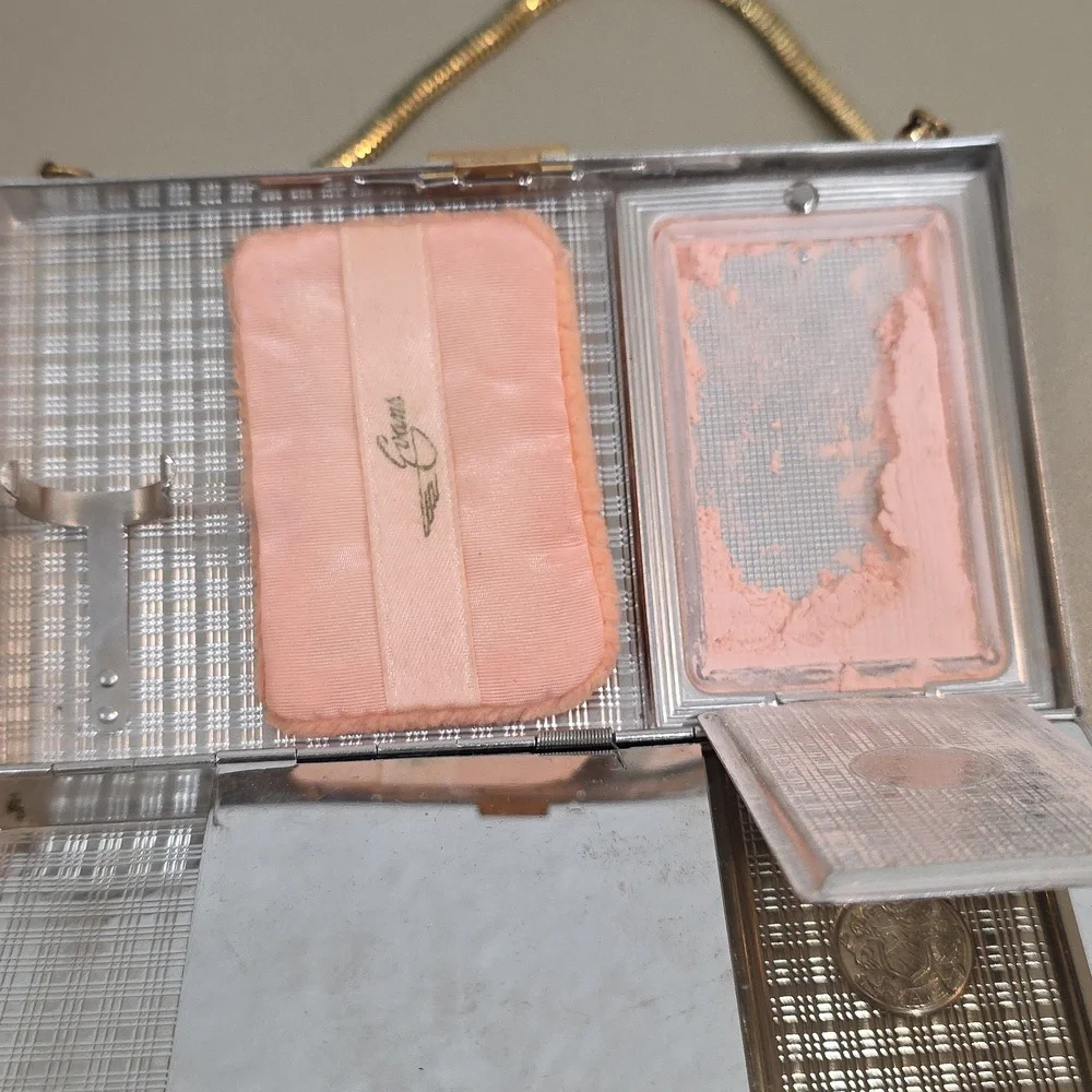 Vintage Evans Marquise Rhinestone Gold Art Deco Minaudiere Cigarette Case Compac - Picture 5 of 15